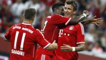Shaqiri, Boateng y Mandzukic celebran el gol de la victoria del delantero croata.
