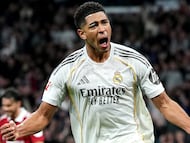 1-0. Jude Bellingham celebra el primer tanto.