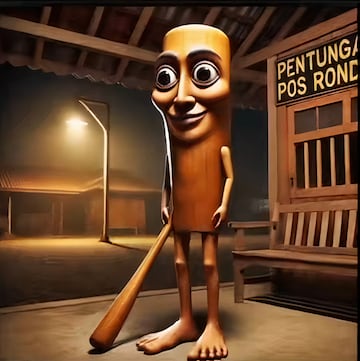 Este personaje es una figura antropom¨®rfica de madera que sostiene un bate de b¨¦isbol, acompa?ado de una voz en indonesio que lo describe como una anomal¨ªa aterradora que aparece durante el Sahur, el momento previo al amanecer en el mes de Ramad¨¢n