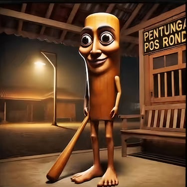 Este personaje es una figura antropomórfica de madera que sostiene un bate de béisbol, acompañado de una voz en indonesio que lo describe como una anomalía aterradora que aparece durante el Sahur, el momento previo al amanecer en el mes de Ramadán