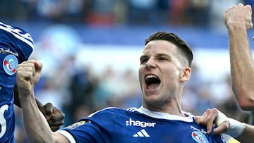 Gameiro celebra uno de sus últimos goles con el Estrasburgo.