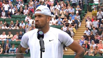 Nick Kyrgios celebrated a win over Filip Krajinović a Wimbledon and with that win, he just wanted to remind everyone of one thing.