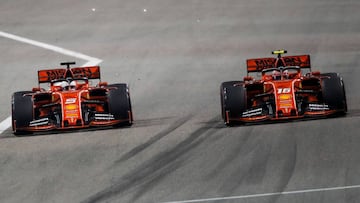 El adelantamiento de Leclerc a Vettel en el GP de Bahr&eacute;in (F1 2019). 