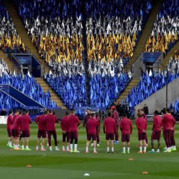 Así ha sido el entrenamiento del Atlético en Leicester