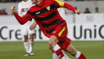 Squillaci, celebrando uno de sus goles.