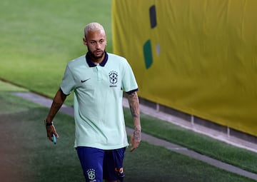 Brazil's Neymar during training 