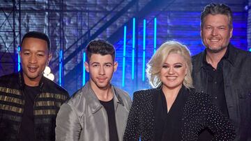 John Legend, Nick Jonas, Kelly Clarkson y Blake Shelton; jueces de la 18&ordm; temporada de The Voice, 2020.