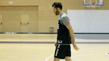 Rudy Fernández, durante un entrenamiento del Real Madrid de la pasada temporada.