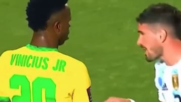 El encontrón entre Vinicius y De Paul que enciende la rivalidad Madrid-Atlético