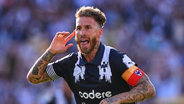 Sergio Ramos celebrates his goal 1-0 of Monterrey during the match between CF Monterrey and FC Internazionale Milano as part of Group E to 2025 FIFA Club World Cup, at Rose Bowl Stadium on June 17, 2025 in Pasadena, Los Angeles California, United States.