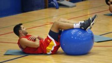 Felipe Reyes, durante un entrenamiento la pasada semana en Madrid.
