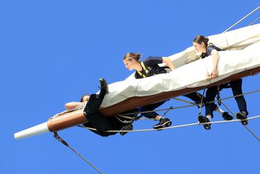 La Princesa Leonor, durante maniobras a bordo del buque escuela Juan Sebastián de Elcano, el 31 de enero de 2025.