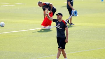 Simeone, en la sesión del Atlético.