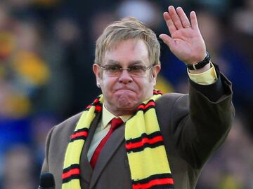 Watford Life President Sir Elton John takes to the pitch as the new stand at Vicarage Road is named in his honour