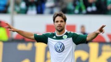 Diego, celebrando un gol con el Wolfsburgo.