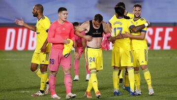 El Cádiz celebró así el 0-1 al Real Madrid.