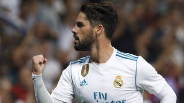 Isco celebrando su segundo gol ante el Espanyol.