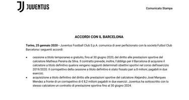 Oficial: intercambio entre Barça y Juve por Marqués y Pereira