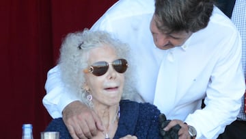 SALAMANCA, SPAIN - SEPTEMBER 14: Duchess of Alba Cayetana Fitz-James Stuart and Cayetano Martinez de Irujo attend Horce Race 'Hipica Salamanca 2013' on September 14, 2013 in Salamanca, Spain. (Photo by Europa Press/Europa Press via Getty Images)
