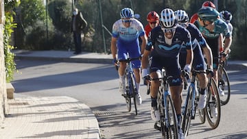 El ciclista colombiano del Movistar Iván Sosa, durante el Trofeo Pollença de la Challenge de Mallorca.