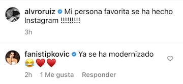 Los comentarios de Álvaro Ruiz y Fani Stipkovic en el estreno de Fernando Hierro en Instagram.