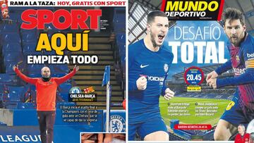 Portadas de &#039;Sport&#039; y &#039;Mundo Deportivo&#039; del martes 20 de febrero de 2018.