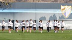 Entrenamiento del M&aacute;laga celebrado este viernes en La Rosaleda.