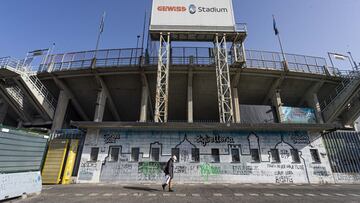 Las taquillas del estadio del Atalanta cerradas la mañana del partido de octavos de la Champions contra el Real Madrid.