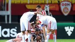 Los bielorrusos celebran el gol del triunfo.