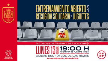 La RFEF organiza una recogida solidaria de juguetes en el primer entrenamiento de la Selección