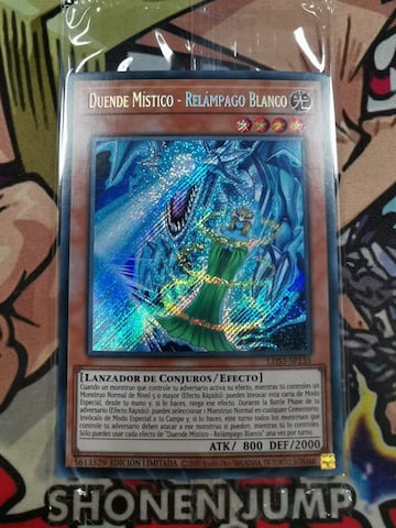 Copia sellada de Duende Místico - Relámpago Blanco LDS3-SP135 en español, de Yu-Gi-Oh!. Rareza Rara Secreta/Secret Rare.