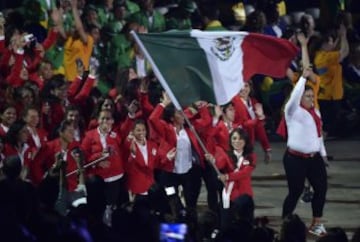 The Mexican team enters the stadium during the opening ceremony for the 2015 Pan American Games at the Rogers Centre in Toronto, Ontario, on July 10, 2015. AFP PHOTO/OMAR TORRES