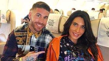 Sergio Ramos y Pilar Rubio viajando en un avi&oacute;n privado a Londres para la gala de los Premios The Best 2018.