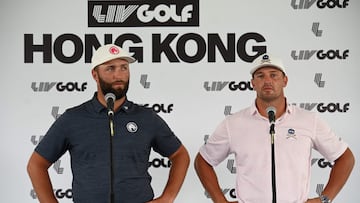 El golfista espa?ol Jon Rahm y Bryson DeChambeau hablan ante los medios antes del LIV Golf de Hong Kong.