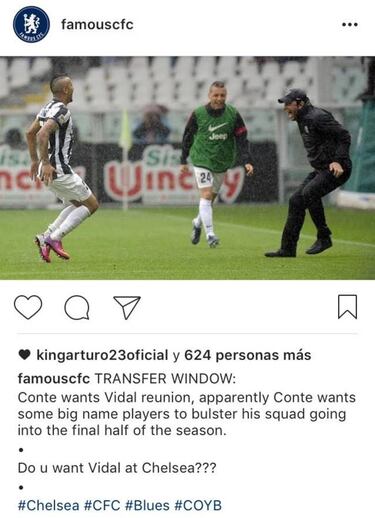 El "like" de Arturo Vidal en Instagram que ilusiona al Chelsea