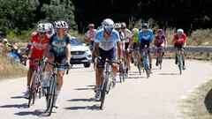 El pelot&oacute;n, durante la quinta y &uacute;ltima etapa de la Vuelta a Burgos 2019, de 146 km, entre Santo Domingo de Silos y las lagunas de Neila.