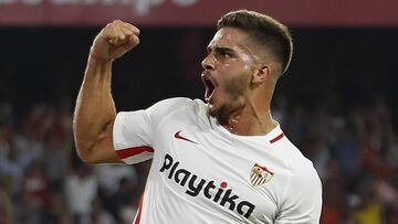 Andr&eacute; Silva celebra el gol del 2-0 al Real Madrid.