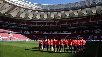 El Atlético se entrenó en el Wanda Metropolitano.