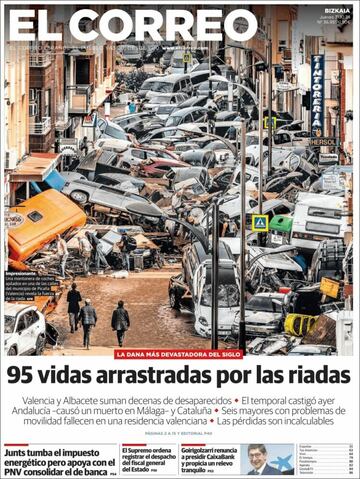 ¡°No camin¨¢is solos¡±: la prensa copa sus portadas con la cat¨¢strofe de la DANA