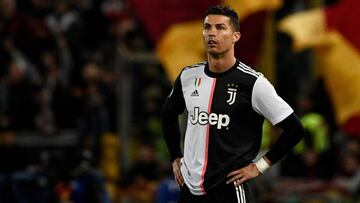 Cristiano Ronaldo en el partido entre Juventus y Roma de Serie A en el Olímpico de Roma.