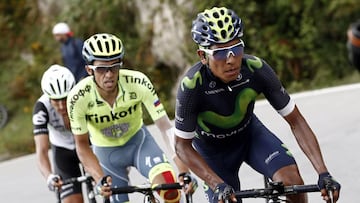 Nairo Quintana (r), Alberto Contador (c) Omar Fraile (l),