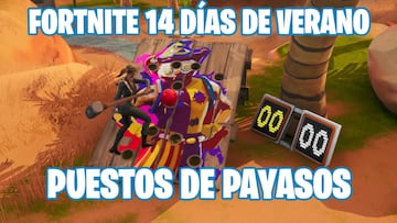 Fortnite Battle Royale - Desafío de 14 días de verano: consigue una puntuación de 10 o más en un puesto de payasos de carnaval