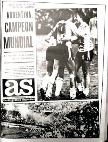 Portada 26 de junio de 1978. Argentina gana su Mundial a Holanda por 3-1 en la final con prórroga incluida. Kempes anotó dos tantos y máximo goleador del campeonato con seis goles y mejor jugador.