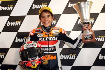 El primer podio de Marc Márquez en Donington Park en el año 2008.