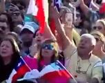 Adherentes de Johannes Kaiser cantaron estrofa ‘prohibida’ del himno chileno y esto pasó
