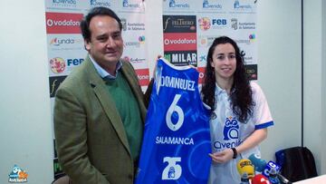 El presidente del Perfumerías Avenida, Jorge Recio, y Silvia Domínguez.
