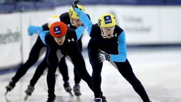 Chris Creveling compite durante los trials de patinaje de velocidad de Estados Unidos de 2014.