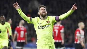 Messi celebra un gol de Eindhoven.