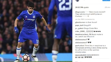 Diego Costa responds to rumours of a transfer to China