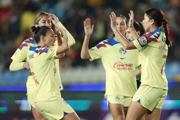 Kiana Palacios celebra su gol 0-1 de America durante el partido Pachuca vs America , correspondiente al partido de Ida de Cuartos de Final  del Torneo Apertura 2023 de la Liga BBVA MX Femenil, en el Estadio Hidalgo, el 09 de Noviembre de 2023